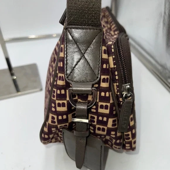 Bally Vintage Monogram Shoulder Bag Y2K Designer Purse Italian Leather - Picture 8 of 16